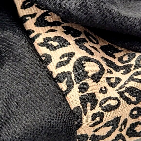 Vtg 90s y2k Black & Leopard Print Sleeveless Peplum Dress With Open Back - Picture 7 of 7